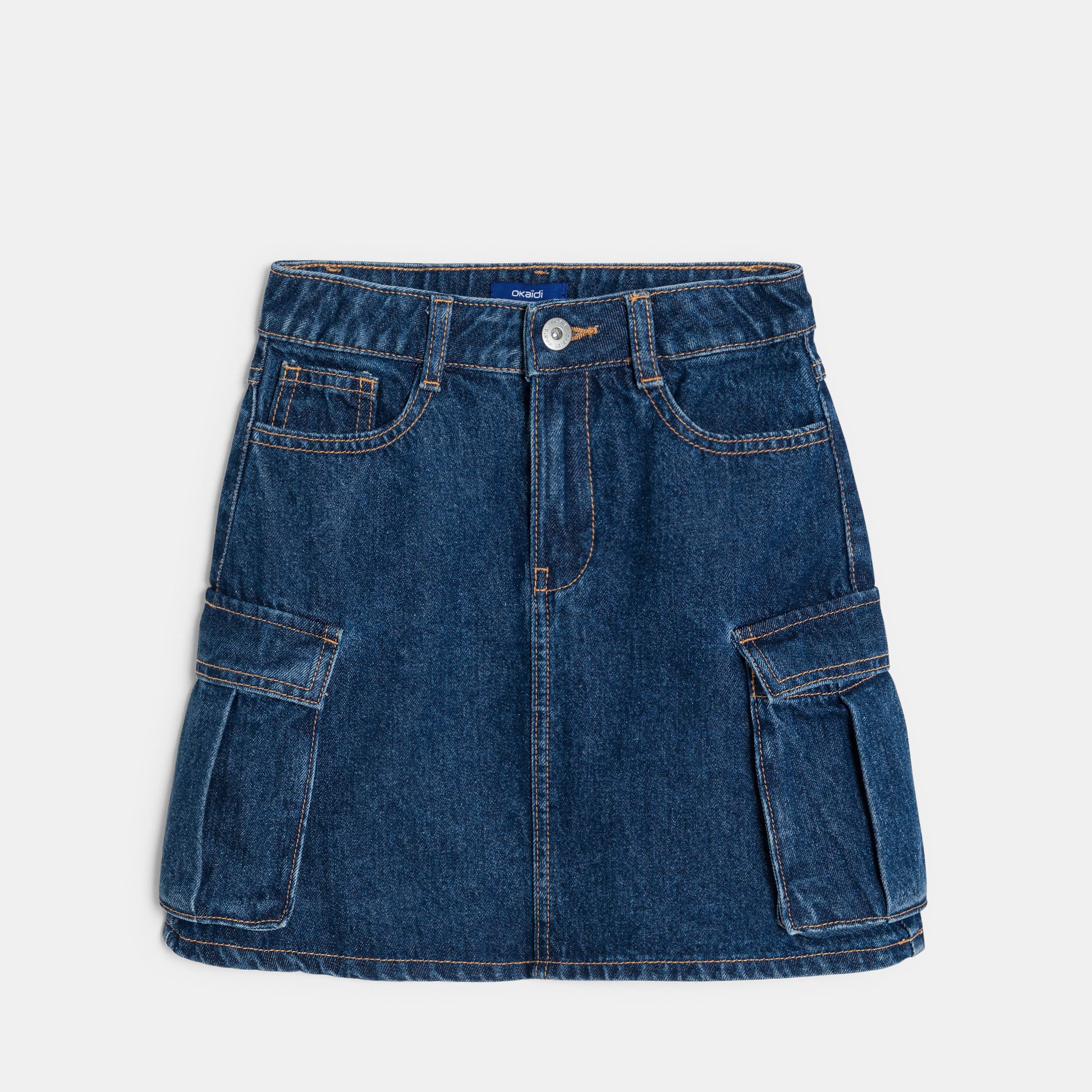 Chân váy cargo denim xanh